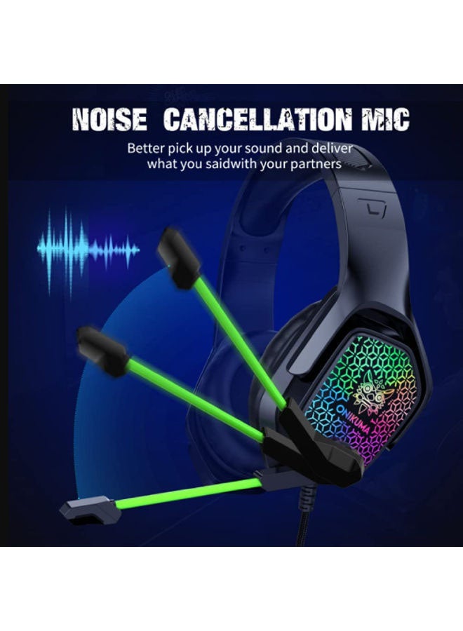 onikuma - Onikuma X3 Gaming Headset with Mic and Noise Cancellation Headphone with LED Light - Image 1