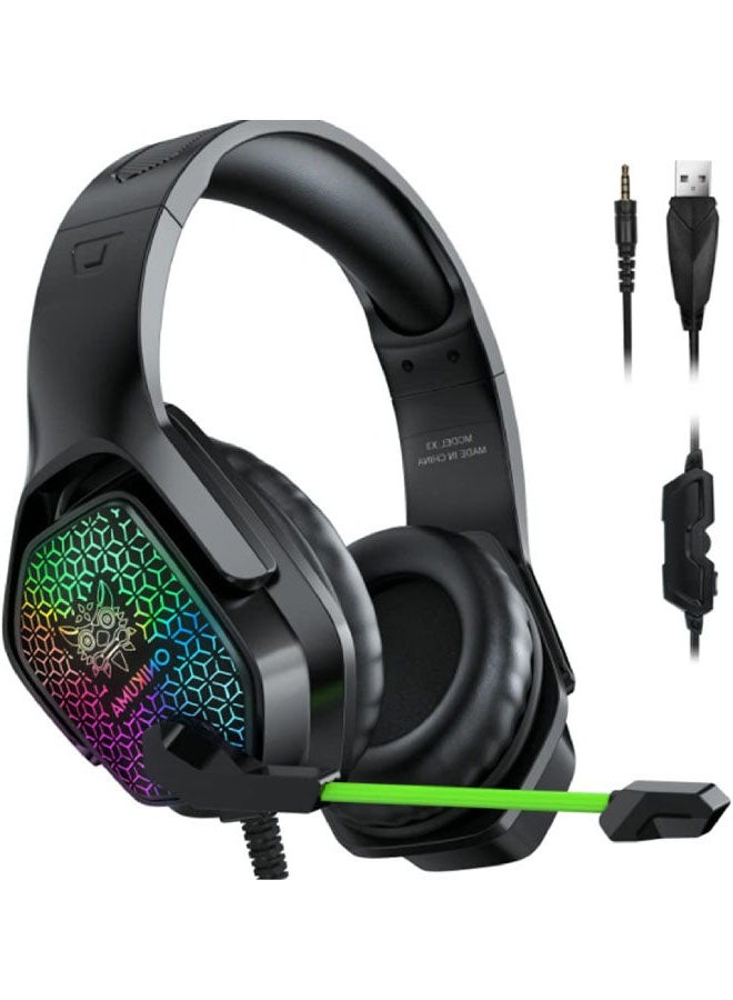onikuma - Onikuma X3 Gaming Headset with Mic and Noise Cancellation Headphone with LED Light - Image 1