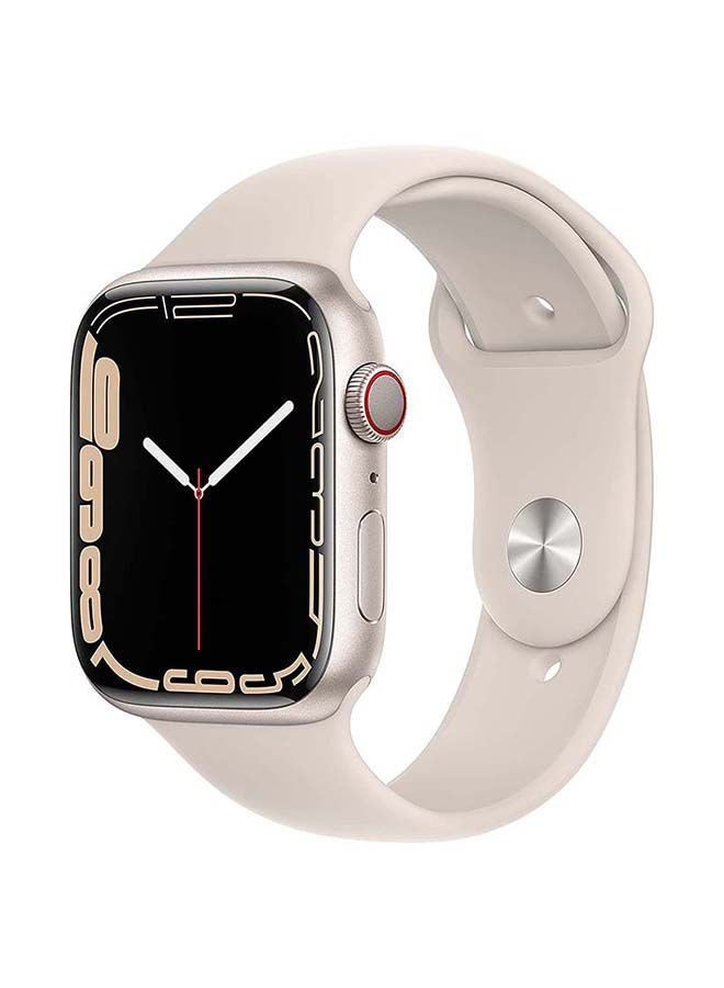 Apple - 309.0 mAh Watch Series 7 GPS + Cellular 45mm Aluminium Case With Sport Band Starlight - Image 1