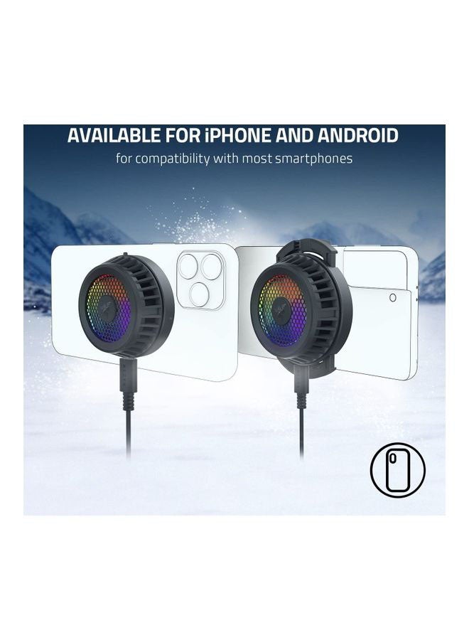 RAZER - Phone Cooler Chroma (Magsafe) - Smartphone Cooling Fan Chroma Rgb (Compatibility With Magsafe, Advanced Cooling Technology, Twelve Rgb Leds, USb Type-C) Black - Image 1