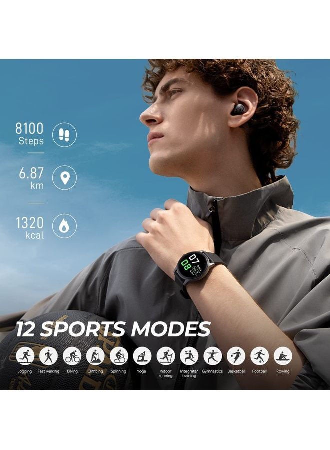 SoundPEATS - Smartwatch SpO2 12 Sports Modes Heart Rate Sleep Quality Monitor Waterproof Compatible With iPhone Android Black - Image 1