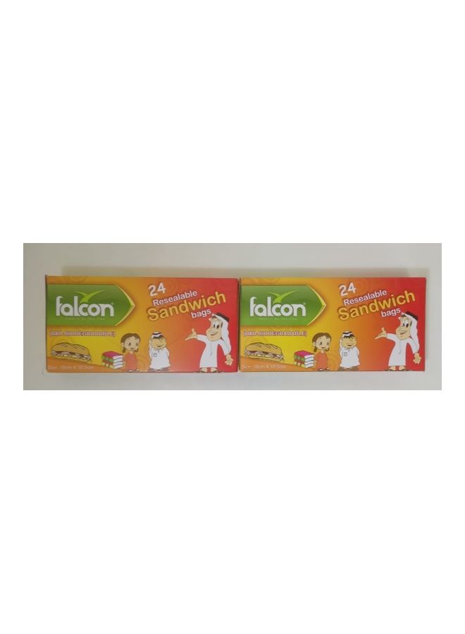 فالكون Pack Of 2X24 Pieces Sandwich Bags Kid Clear 18X16.5cm  - Image 2