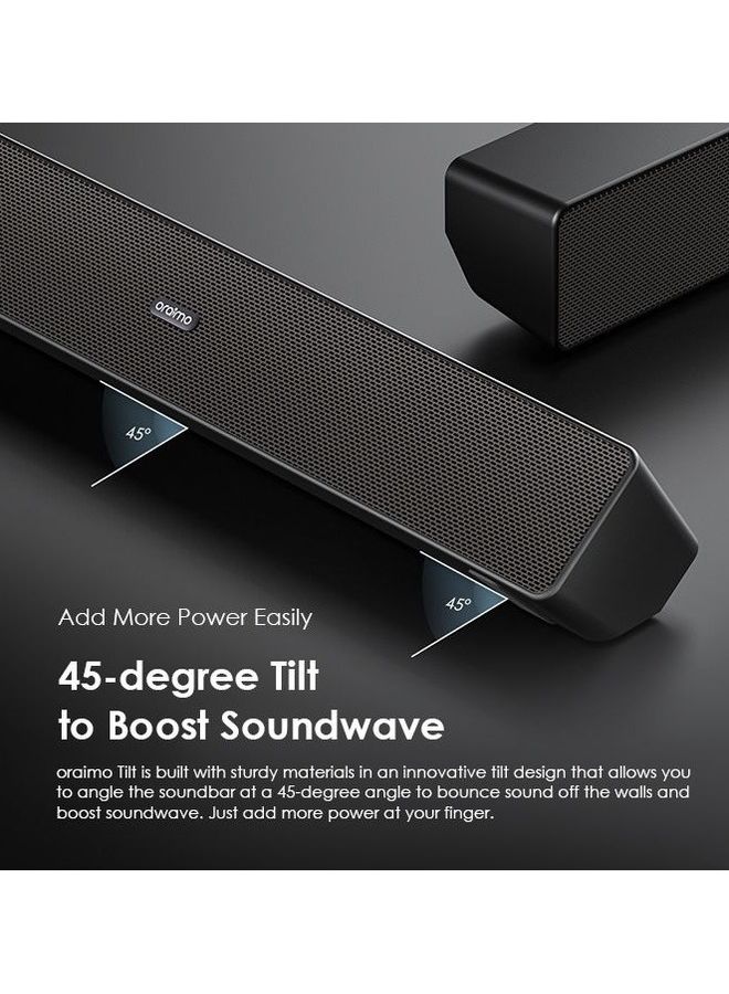 Oraimo Wireless Soundbar 45-degree Tilt Boost Soundwave | 12-Hrs Play Time | Easy Connectivity | Bluetooth V 5.0 |  Classic And Modern Design |  Memory Card Support | AUX Input Black  - Image 3