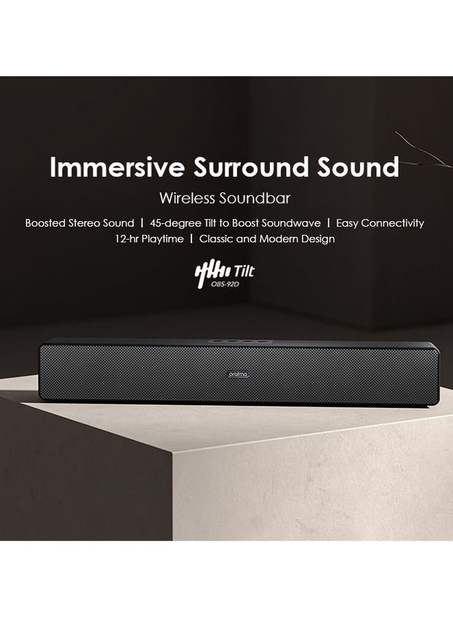 Oraimo Wireless Soundbar 45-degree Tilt Boost Soundwave | 12-Hrs Play Time | Easy Connectivity | Bluetooth V 5.0 |  Classic And Modern Design |  Memory Card Support | AUX Input Black  - Image 5