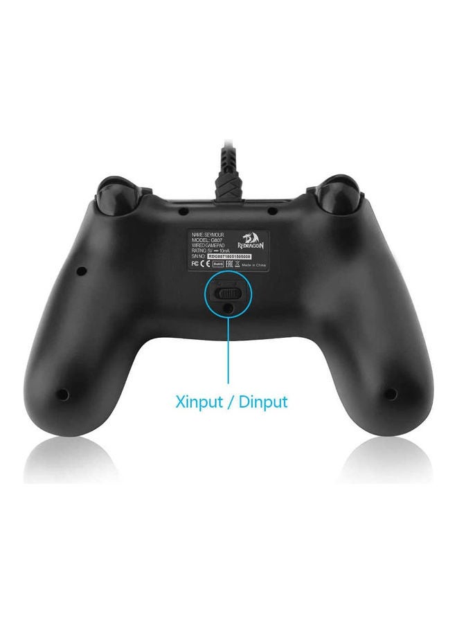 REDRAGON - REDRAGON G807 SATURN Gamepad USB Controller, Joystick With Dual Vibration FOR PC & Console , PS3, Playstation, Android, Xbox 360 | Black - Image 1