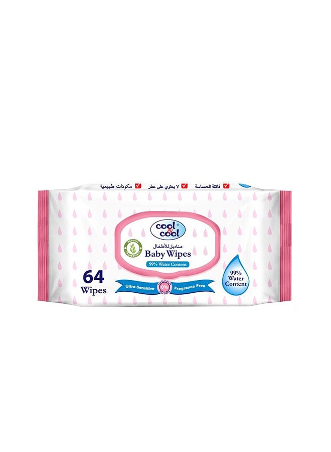 Cool & Cool Pack of 10 99% Water Content Wipes 64's - Image 1