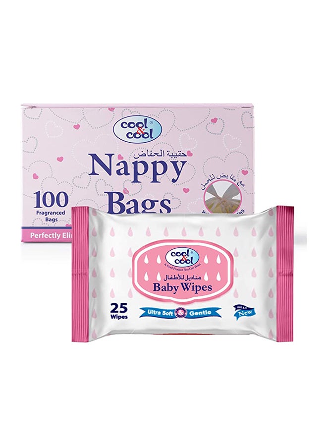 Cool & Cool Nappy Bags 100's+Baby Wipes 25's - Image 1