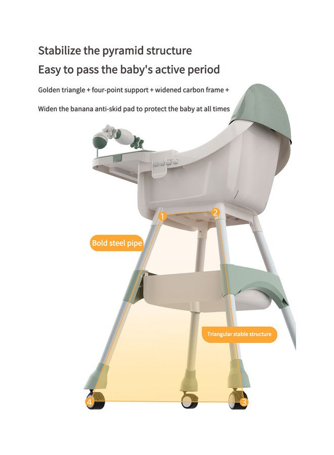 Kidle Reinforced Five Point Safety Belt Portable Four Wheel Baby Dining Chair  - Image 5