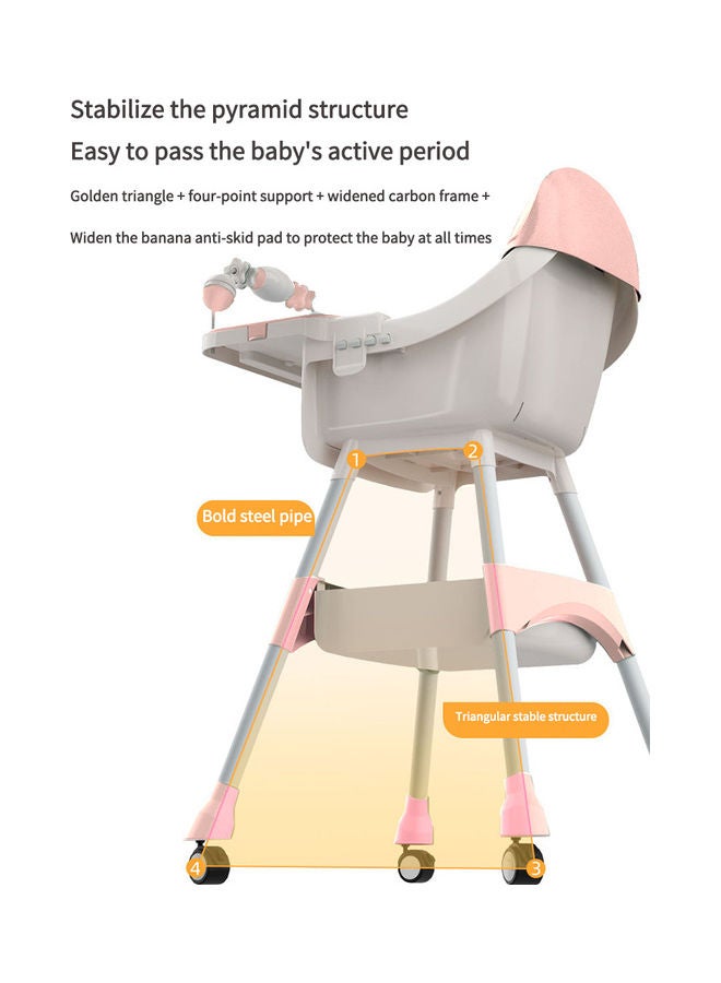 Kidle Reinforced Five Point Safety Belt Portable Four Wheel Baby Dining Chair - Image 5