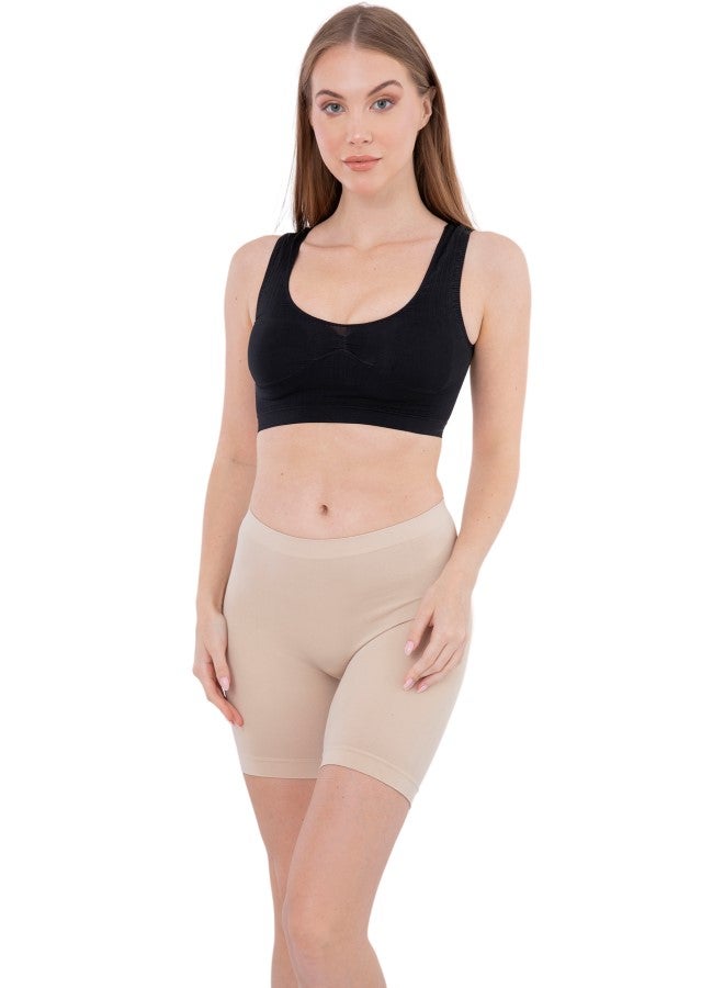 كارينا Slim Fit Microfiber Shorts Beige - Image 1