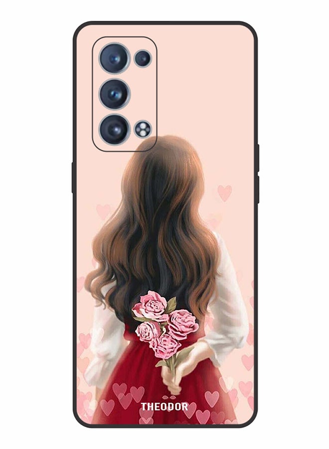 Theodor Protective Case Cover For Oppo Reno 6 Pro 5G Girl Hiding Flowers - Image 1