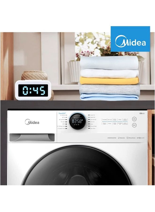 Midea - 10Kg Front Load Smart Washing Machine With Lunar Dial, 1400 Rpm, 14 Programs, Fully Automatic Washer With Wide Door, Digital Led Display, Child Lock, Steam Care, Wi-Fi Connectivity 10 kg 2000 W MF200W100WBWGCC White - Image 1