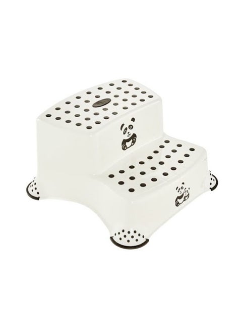 Double Step Stool With Anti-Slip Function- Panda - White