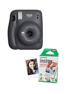 كاميرا Instax Mini 11 للأفلام الفورية مع مجموعة مكونة من 10 أفلام باللون الرمادي الفحمي