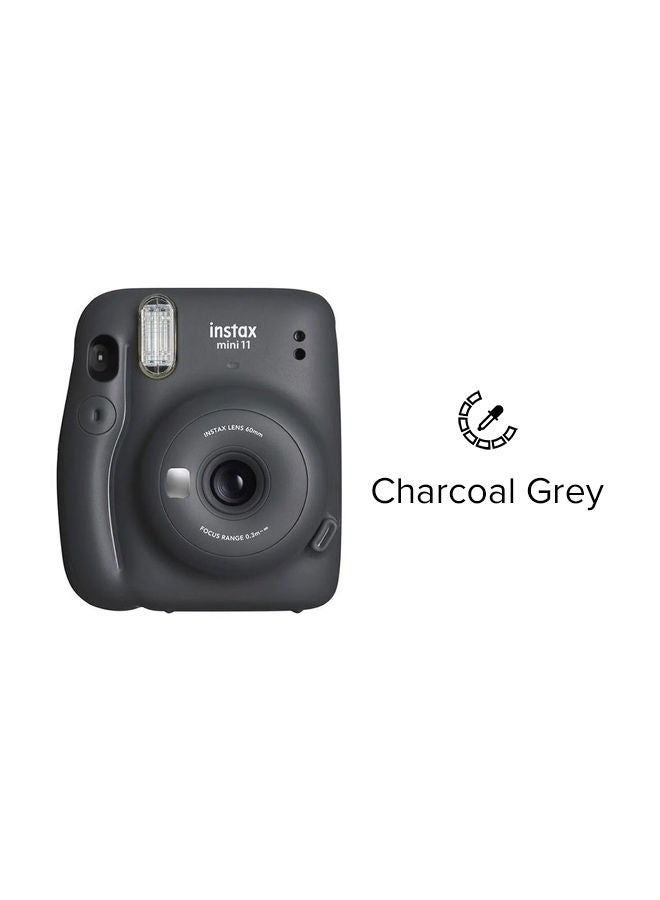فوجي فيلم - كاميرا Instax Mini 11 للأفلام الفورية مع مجموعة مكونة من 10 أفلام باللون الرمادي الفحمي - Image 1