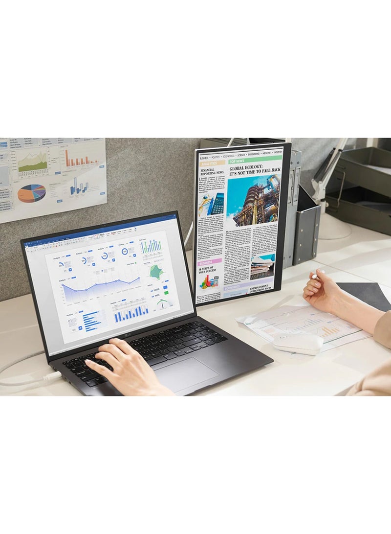 LG - 16-Inch LG Gram +view Portable IPS Monitor Anti-Glare With USB Type-C -16MQ70 Black/Silver - Image 1