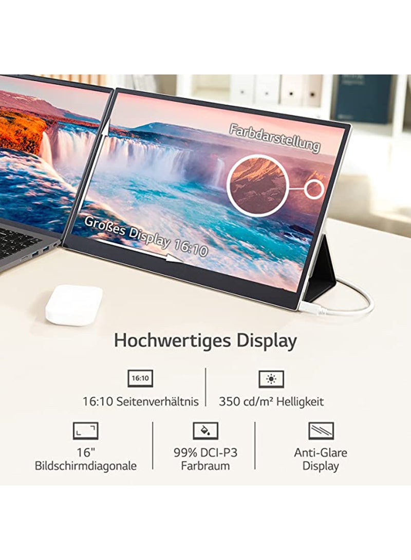 LG - 16-Inch LG Gram +view Portable IPS Monitor Anti-Glare With USB Type-C -16MQ70 Black/Silver - Image 1