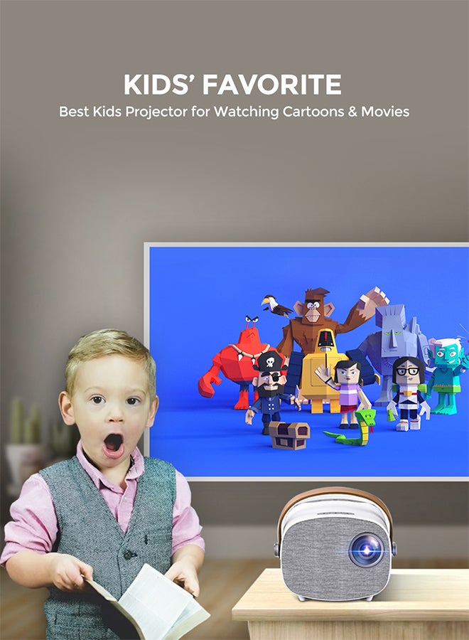 Wownect - Mini 2500 Lumens/Ideal Screen Size Upto 100 Inch For Kids/Small Room Native Res 800X480P Home Theater Portable Projectors Compatible With Hdmi, Pc, Tv Stick, Tv Box PROJ-WO-51-W White - Image 1