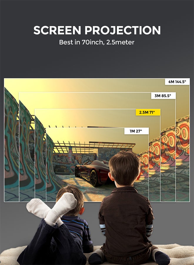 Wownect - Mini 2500 Lumens/Ideal Screen Size Upto 100 Inch For Kids/Small Room Native Res 800X480P Home Theater Portable Projectors Compatible With Hdmi, Pc, Tv Stick, Tv Box PROJ-WO-51-W White - Image 1