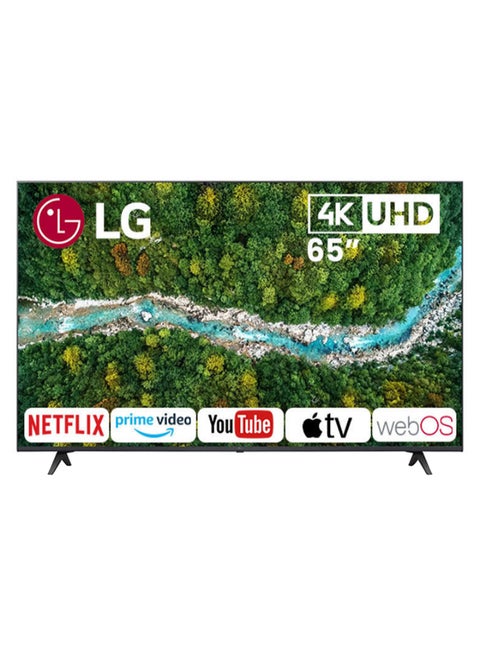 تلفزيون ذكي أب77 سيريس بتصميم شاشة السينيما بدقة فائقة الوضوح 4K مزود بخاصية النطاق الديناميكي العالي النشط ونظام تشغيل ويب أو إس وتقنية الذكاء الاصطناعي ثينك يو 65UP7750PVB-AMAE أسود