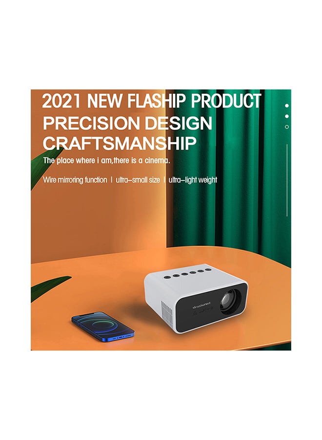 Wownect - Mini Projectors 100 Lumens/Ideal Screen Size Upto 80 Inch For Kids/Small Room Native Res 360X240P Home Theater Portable Compatible With Hdmi, Usb, Av PROJ-WO-57-W White - Image 1