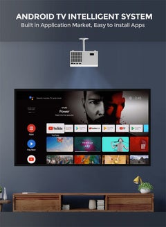 Wownect Android Full Hd 200 ansi Lumens/Screen Size Upto 200 Inch For Small/Big Room Native Res 1080P Download Apps Bluetooth Wifi Home Theater Gaming With 120Inch Projector PROJ-WO-55-W_SCR-04 White  - Image 3