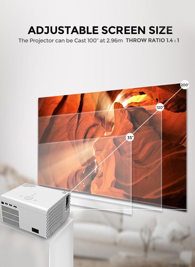 وونكت - Android Full HD 200 ansi Lumens/حجم الشاشة يصل إلى 200 بوصة للغرفة الصغيرة/الكبيرة الدقة الأصلية 1080P تنزيل التطبيقات بلوتوث واي فاي المسرح المنزلي الألعاب مع جهاز عرض 120 بوصة - Image 1