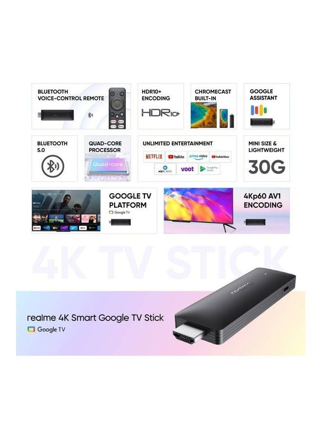 realme - 4k Smart Google TV Stick Black - Image 1