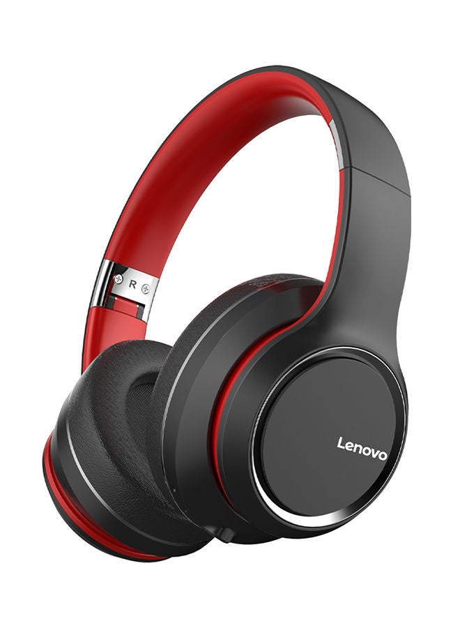 Lenovo - HD200 Bluetooth Over-Ear Headphones Black/Red - Image 1