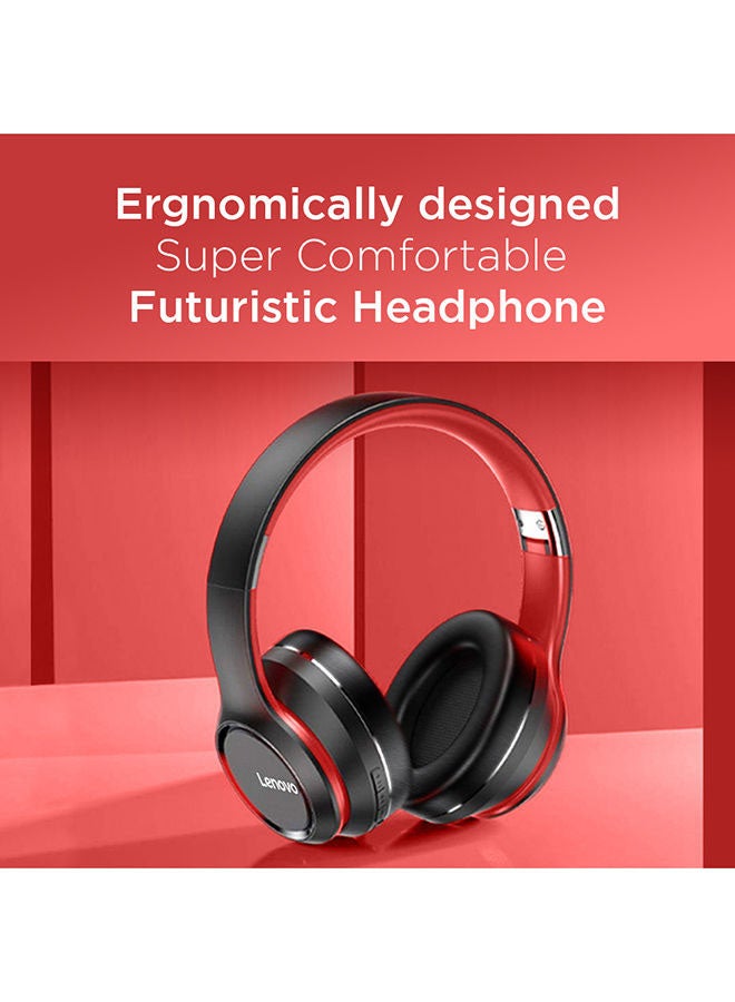 Lenovo - HD200 Bluetooth Over-Ear Headphones Black/Red - Image 1