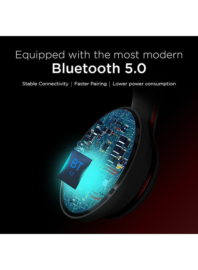 Lenovo - HD200 Bluetooth Over-Ear Headphones Black/Red - Image 1