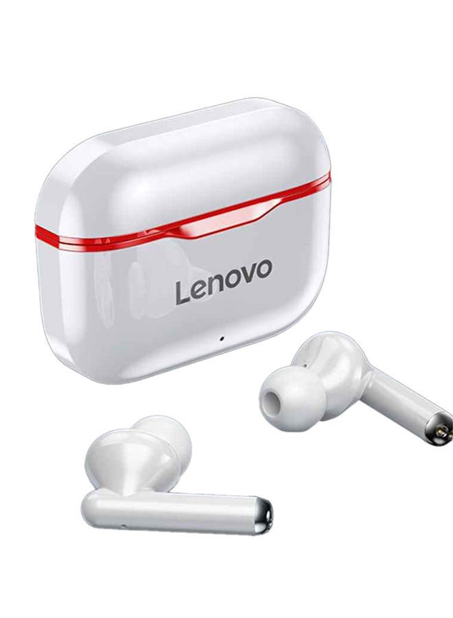 Lenovo - LP1 TWS Bluetooth Wireless In-Ear Headphones White/Red - Image 1