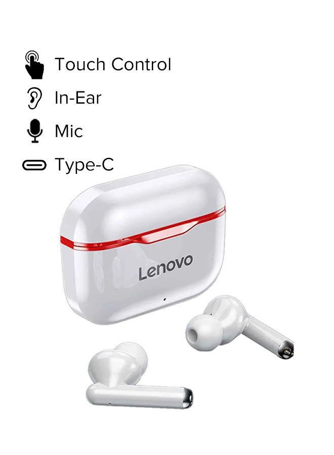 Lenovo - LP1 TWS Bluetooth Wireless In-Ear Headphones White/Red - Image 1