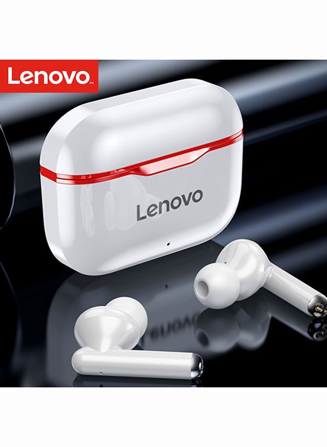 Lenovo - LP1 TWS Bluetooth Wireless In-Ear Headphones White/Red - Image 1