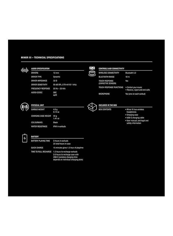 سماعات أذن Minor III True لاسلكية تعمل بالبلوتوث ومقاومة للماء لمدة 25 ساعة من وقت التشغيل لون أسود. - v1668531575/N51610790A_6
