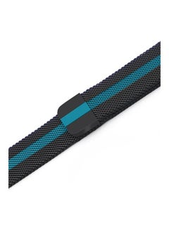 MARGOUN Stainless Steel Milanese Loop Mesh Band Magnetic Strap For Apple Watch 42mm/44mm/45mm Watch Series 8/7/6/SE/5/4/3/2/1 Black/Light Blue  - Image 2