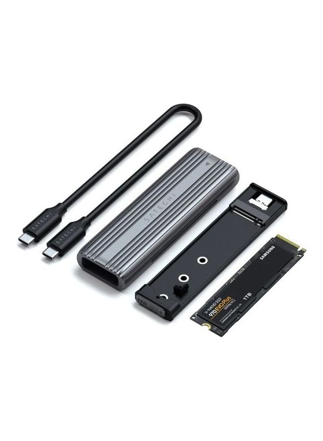 SATECHI - USB-C NVME And SATA SSD Adapter Enclosure Tool Free Black/Grey - Image 1