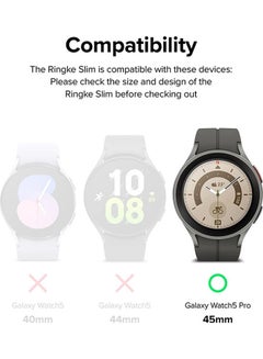 Ringke Slim Cover Compatible With Samsung Galaxy Watch 5 Case Pro 45mm Anti Yellowing Premium PC Hard Thin Grey  - Image 2