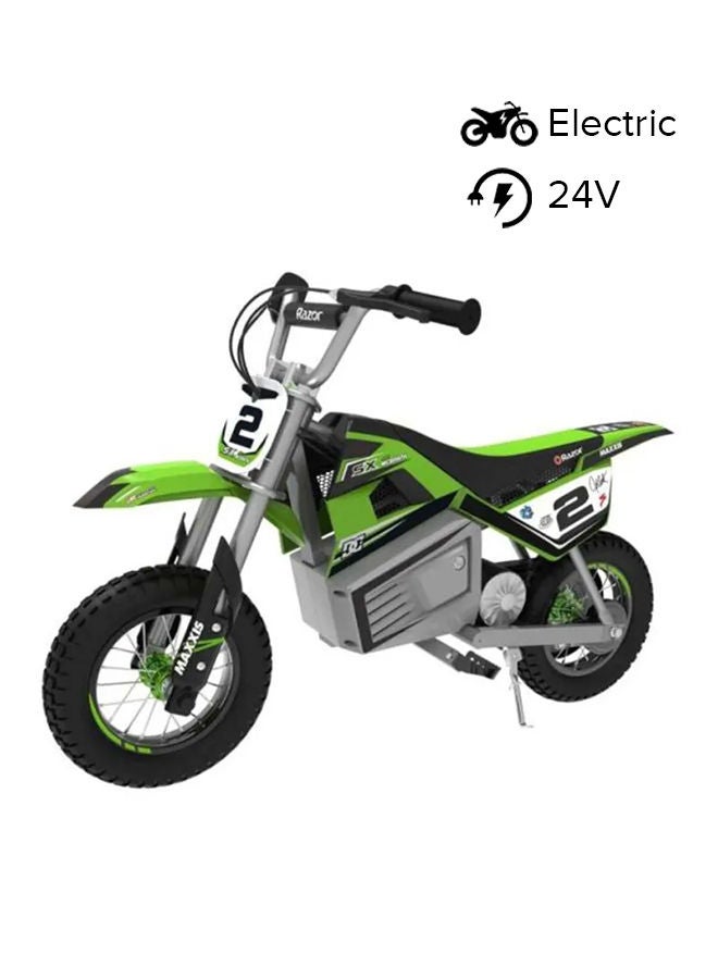 Razor Razor Kids Electric Motorbike - SX350 McGrath Dirt Bike for Children 13+ w/ 14 mph Max Speed & 30 Minute Ride Time, Up to 7 Mile Range, 250W Ride On with 24V 7Ah Battery & 12" Pneumatic Tyres - Green Green  - Image 1