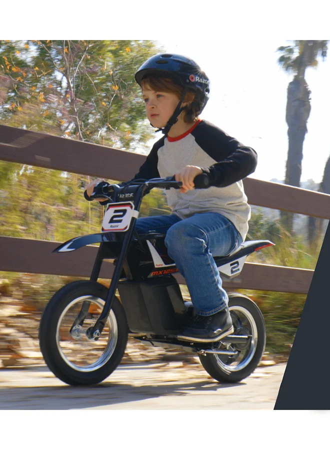 Razor Kids MX125Dirt Rocketelectric-powered Bike With Authentic Motocross Geometry, Rear-wheel Drive, 100-watt, High-torque, Chain-driven Motor For 7+ Years Black 92.5 x 54.5 x 64cm