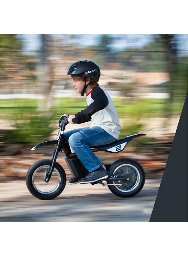 Razor Kids MX125Dirt Rocketelectric-powered Bike With Authentic Motocross Geometry, Rear-wheel Drive, 100-watt, High-torque, Chain-driven Motor For 7+ Years Black 92.5 x 54.5 x 64cm