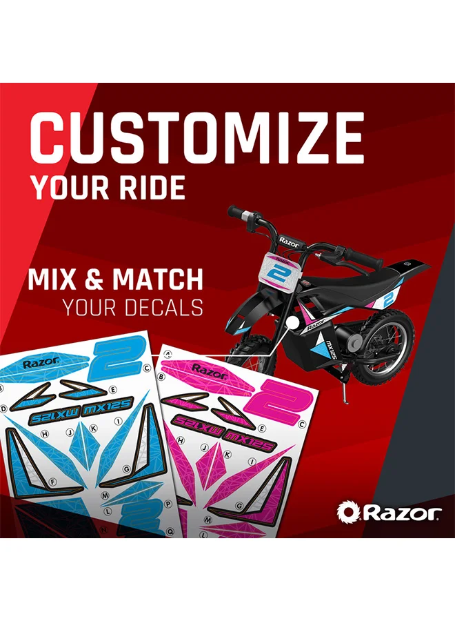Razor Kids MX125Dirt Rocketelectric-powered Bike With Authentic Motocross Geometry, Rear-wheel Drive, 100-watt, High-torque, Chain-driven Motor For 7+ Years Black 92.5 x 54.5 x 64cm