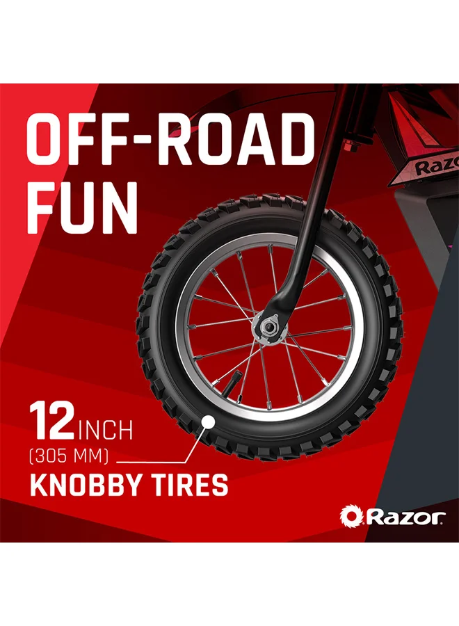 Razor Kids MX125Dirt Rocketelectric-powered Bike With Authentic Motocross Geometry, Rear-wheel Drive, 100-watt, High-torque, Chain-driven Motor For 7+ Years Black 92.5 x 54.5 x 64cm