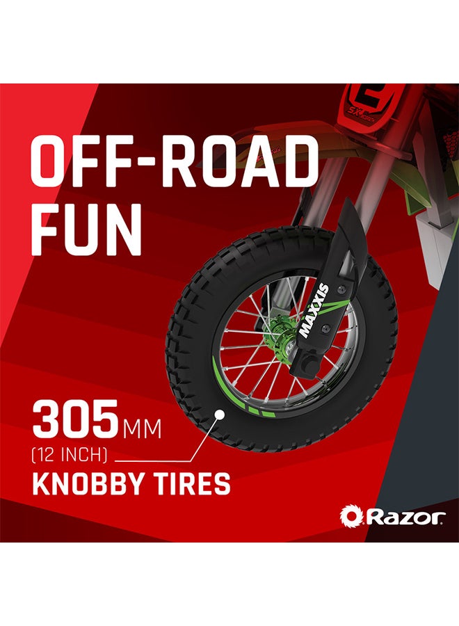 Razor Kids Electric Motorbike - SX350 McGrath Dirt Bike for Children 13+ w/ 14 mph Max Speed & 30 Minute Ride Time, Up to 7 Mile Range, 250W Ride On with 24V 7Ah Battery & 12" Pneumatic Tyres - Green Green