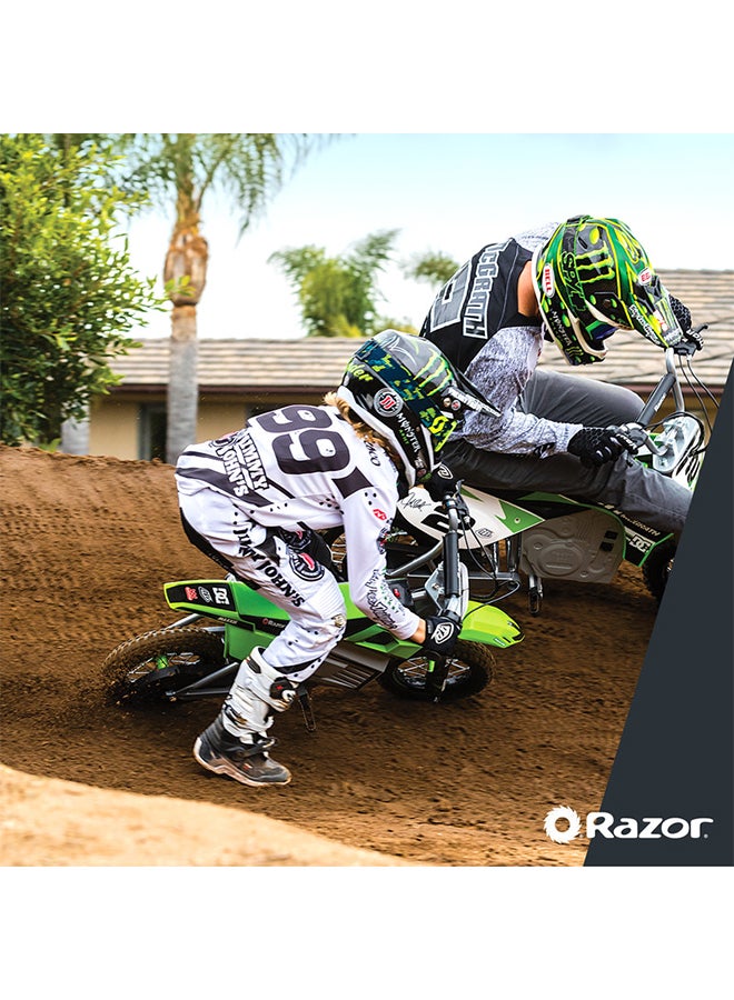 Razor Kids Electric Motorbike - SX350 McGrath Dirt Bike for Children 13+ w/ 14 mph Max Speed & 30 Minute Ride Time, Up to 7 Mile Range, 250W Ride On with 24V 7Ah Battery & 12" Pneumatic Tyres - Green Green