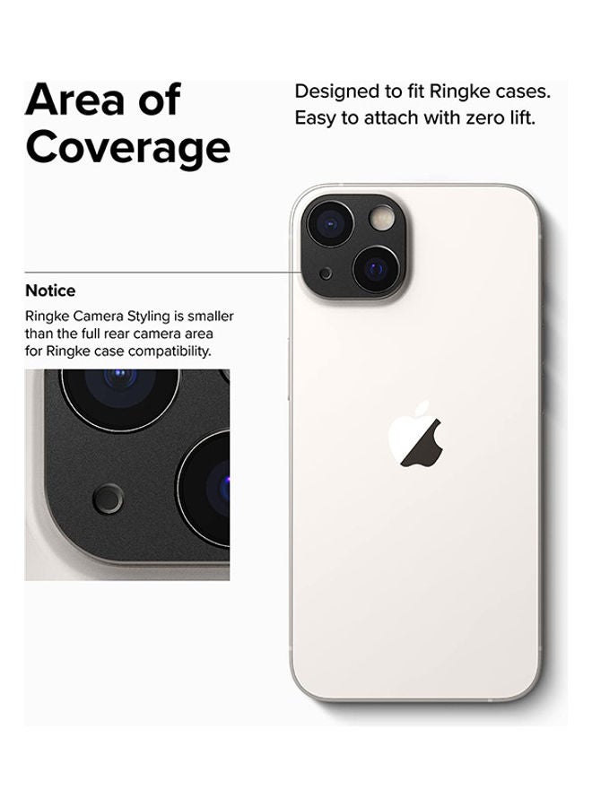 Ringke - Camera Styling Compatible with iPhone 14 or 14 Plus Camera Lens Protector Aluminium Frame Tough Protective Cover Sticker Black - Image 1