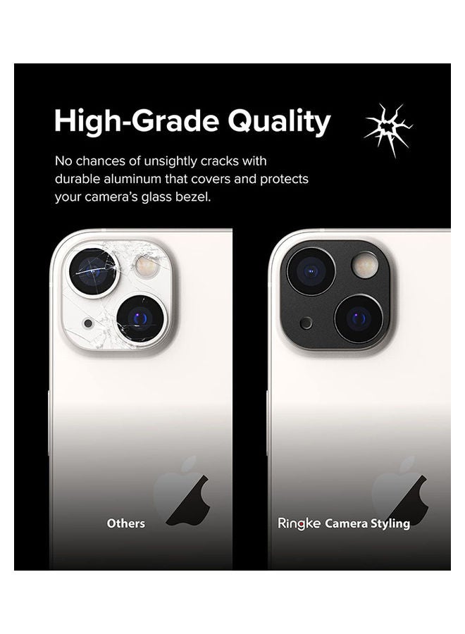 Ringke - Camera Styling Compatible with iPhone 14 or 14 Plus Camera Lens Protector Aluminium Frame Tough Protective Cover Sticker Black - Image 1