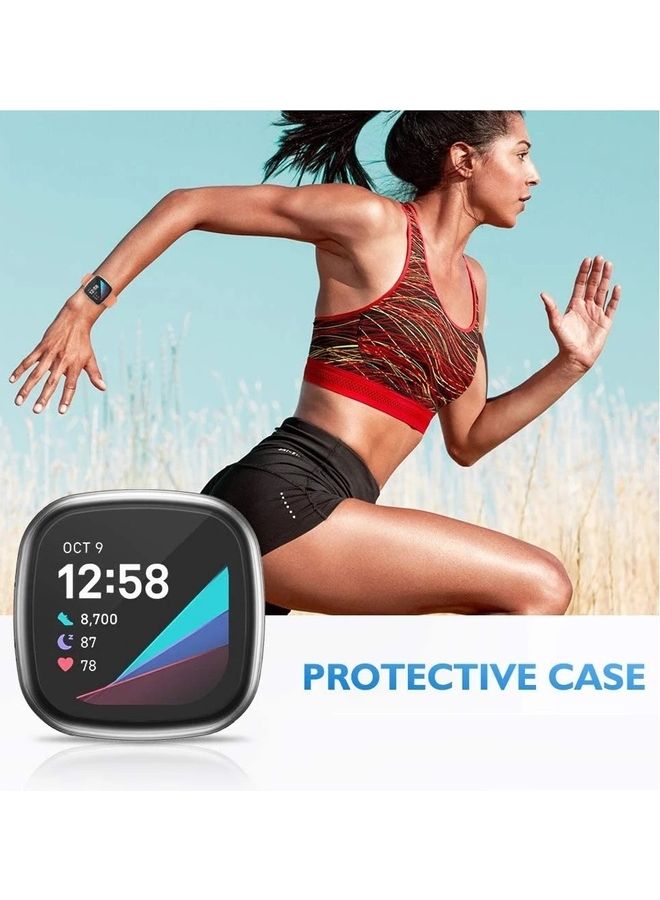 MARGOUN 2Pack for Fitbit Versa 4 Case / Fitbit Sense 2 Case Soft TPU Bumper Screen Protector Shockproof Full Coverage All-Around Protective Cover Clear/Black - Image 5