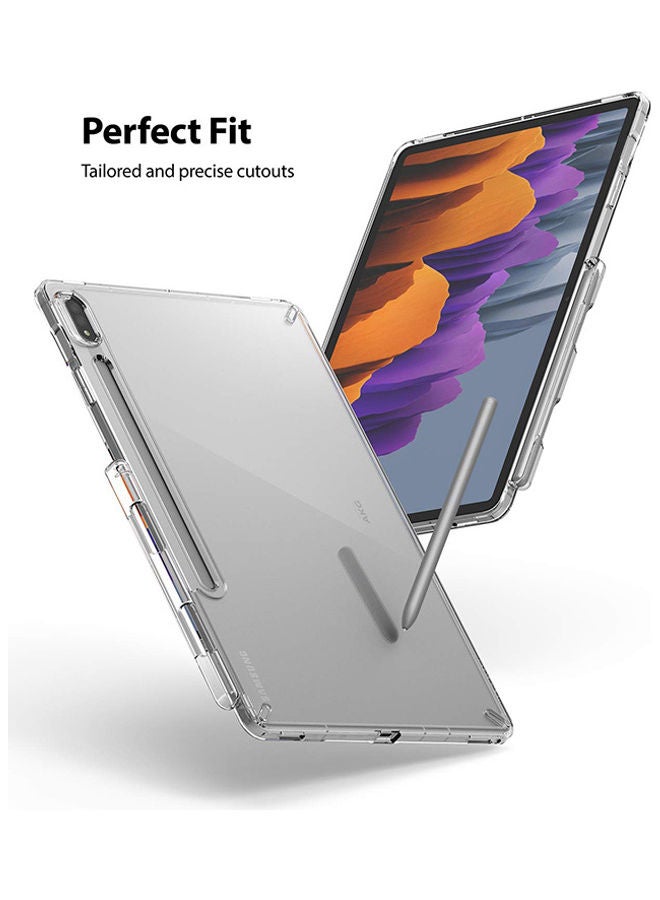 Fusion Hard Back Shockproof Flexible TPU Bumper With Built-In Stylus S Pen Holder Transparent Case For Samsung Galaxy Tab S8/S7 Clear