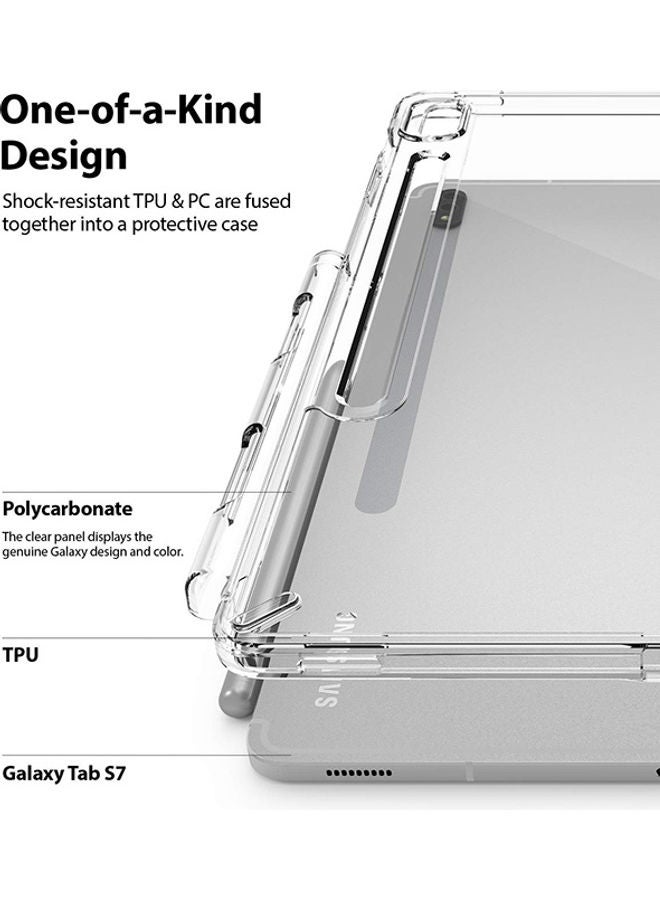 Fusion Hard Back Shockproof Flexible TPU Bumper With Built-In Stylus S Pen Holder Transparent Case For Samsung Galaxy Tab S8/S7 Clear